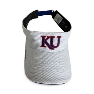 Adidas KU Kansas University Jayhawks Visor Adjustable Hook Loop New NWOT White